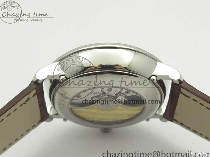 0712 Upgraded Villeret Quantième Complet 8 Jours SS Complicated Function OMF 1:1 Best Edition White Dial on Brown Leather Strap A 7983